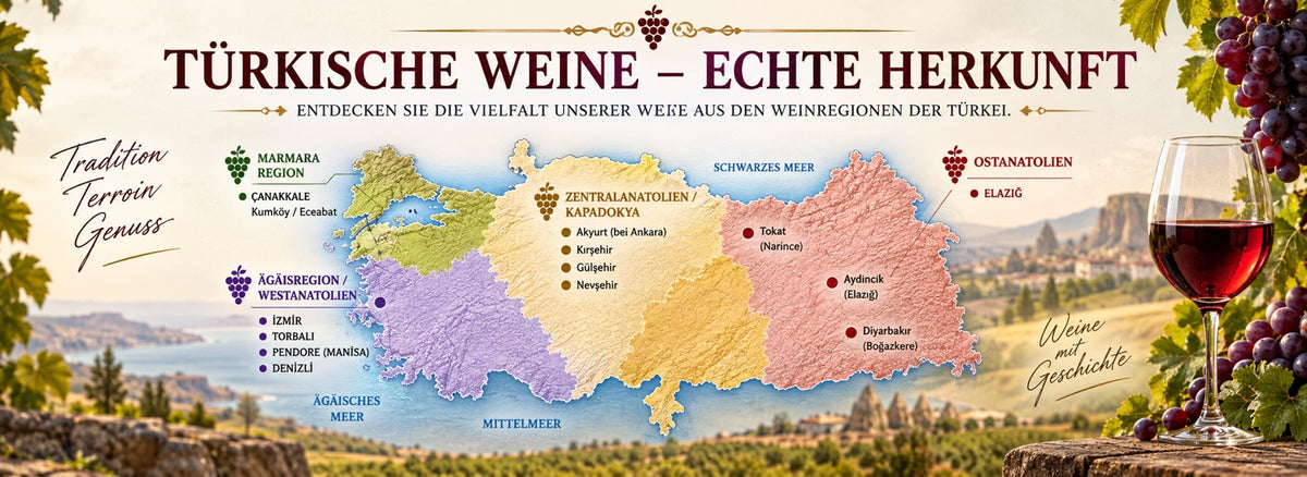 Türkische Weine – echte Herkunft: Karte der Weinregionen der Türkei